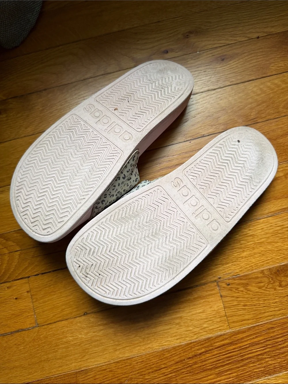 adidas Pink Slides with Leopard-Print Strap